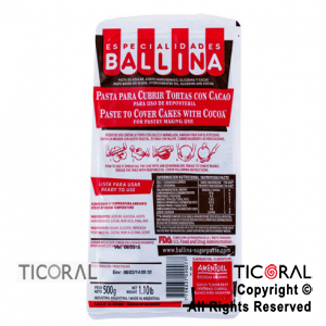 COBERTURA P/TORTA 1/2K CON CACAO BALLINA x 1